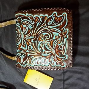NWT Patricia Nash Granada Crossbody Bag in Tooled Turquoise